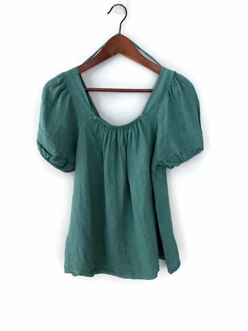 Linen Italian Made Green Blouse Top by Bellambra Breathable NWT Women’s Small
